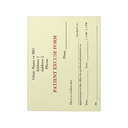 PatientIn Form Notepad (weiß) Notizblock (Rotiert)