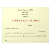PatientIn Form Notepad (weiß) Notizblock (Vorderseite)