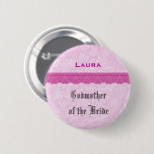 Patin des Braut-Rosa-Spitze-Bandes Button (Vorne & Hinten)