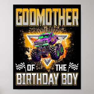 Patin des Geburtstagsjungen-Monstertruck-Geburtst Poster