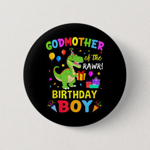 Patin des Geburtstagsjungen T-Rex Lustiger Dinosau Button