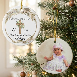Patin Taufpatin Spanische Taufe personalisiert Keramik Ornament