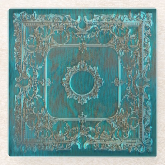 Patina aus der alten Welt sieht glänzend aus Glasuntersetzer (Vorderseite)