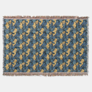 Patina Blau und Gold Ginkgo Blatt Decke