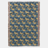 Patina Blue and Gold Ginkgo Leaf  Decke (Vorderseite Vertikal)