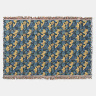 Patina Blue and Gold Ginkgo Leaf Decke