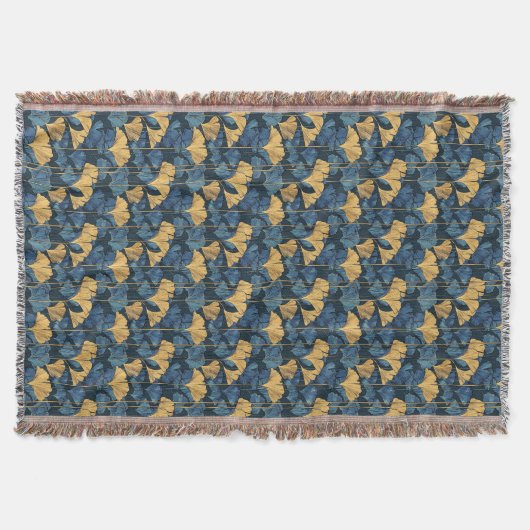 Patina Blue and Gold Ginkgo Leaf  Decke (Vorderseite)