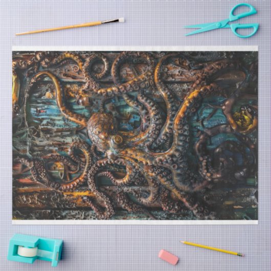 Patina Blue Rust Octopus Decoupage Seidenpapier (Basteln)
