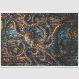 Patina Blue Rust Octopus Decoupage Seidenpapier
