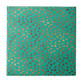 Patina Blue Turquoise Gold Metallic Foil Polka Dot Fliese (Vorderseite)