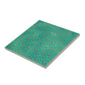 Patina Blue Turquoise Gold Metallic Foil Polka Dot Fliese (Seite)