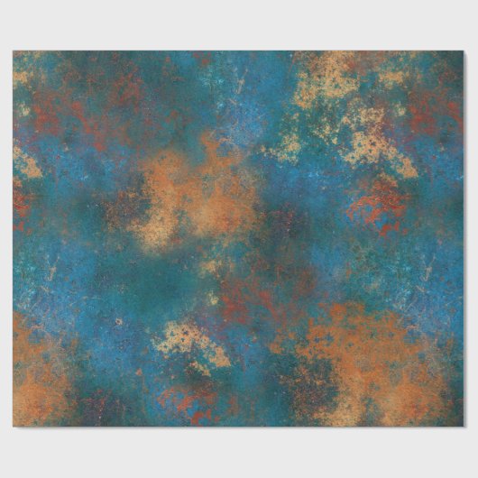 Patina Copper Distressed Turquoise  Geschenkpapier (Flach)