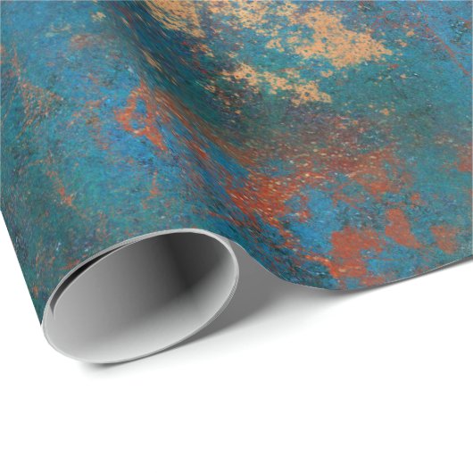 Patina Copper Distressed Turquoise Geschenkpapier (Rolleneckpunkt)