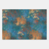 Patina Copper Turquoise Floral Distressed  Geschenkpapier Set (Vorderseite)