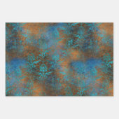 Patina Copper Turquoise Floral Distressed  Geschenkpapier Set (Vorderseite 3)