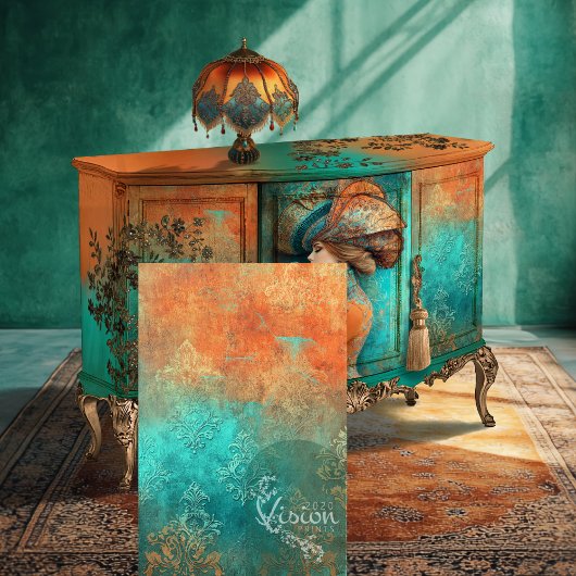 Patina Damask, Hintergrund für verwitterte Muster Seidenpapier