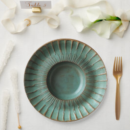 Patina Green & Antique Gold-Keramik-Inspiriert Pappteller