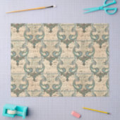 Patina Harps und Musiknote über Cream Decoupage Seidenpapier (Basteln)