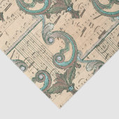 Patina Harps und Musiknote über Cream Decoupage Seidenpapier (Detail)