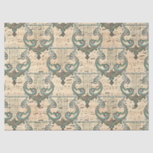 Patina Harps und Musiknote über Cream Decoupage Seidenpapier