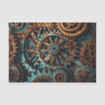 Patina Rusty Gears Decoupage Paper
