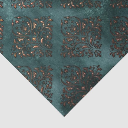 Patina und Rust Damask Aquamarines Gewebepapier Seidenpapier (Ausschnitt)