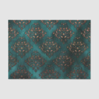 Patina und Rust Damask Aquamarines Gewebepapier