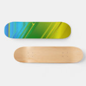 Patineta Abstracto Neón Amarillo Verde Y Azul Skateboard (Horizontal)