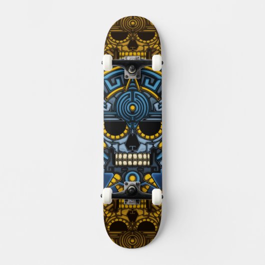 Patineta cráneo azteca  skateboard (Vorderseite)