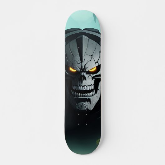 Patineta Cráneo Gris De Monstruo Maligno Skateboard (Vorne)