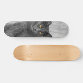 Patineta Gato Negro Británico De Pelo Corto Skateboard (Horizontal)