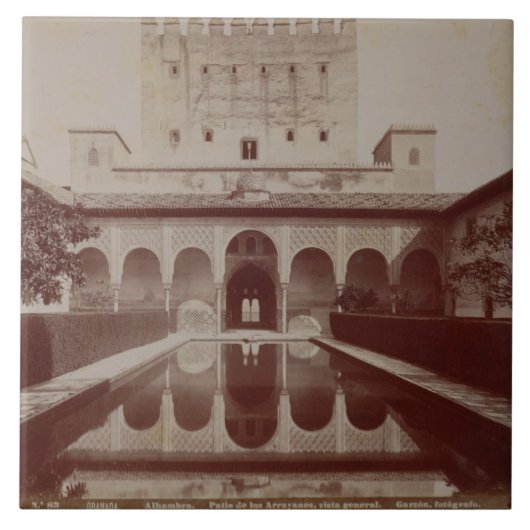 Patio de Los Arrayanes, Alhambra, c.1875-80 (Sepia Fliese (Vorderseite)