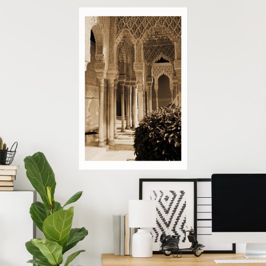 Patio der Löwen, Palast von Alhambra Poster (Heimbüro)