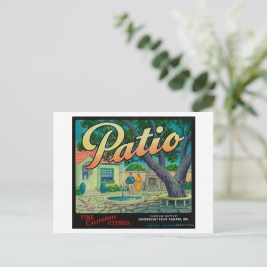 Patio Orange LabelColton, CA Postkarte (Stehend Vorderseite)