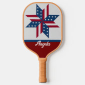 Patiostar mit rot-weißem Flaggenmuster Pickleball Schläger (Vorderseite)