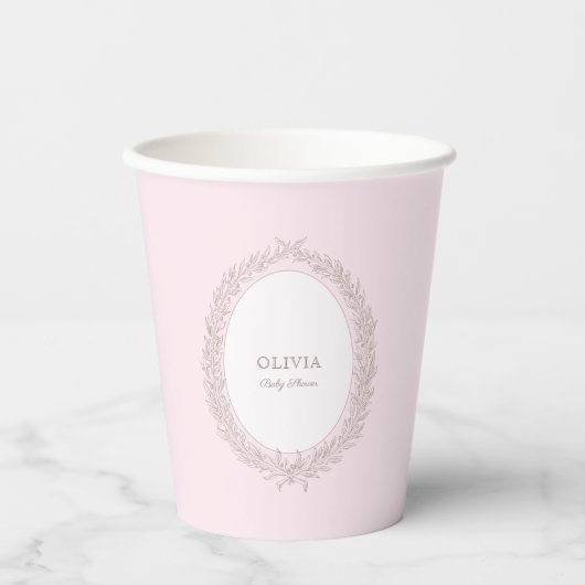 Patisserie Boulangerie Pink Stripe Pappbecher (Vorderseite)