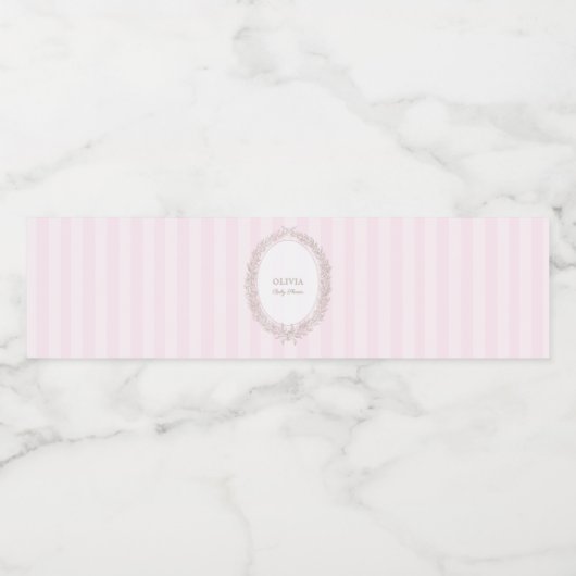 Patisserie Boulangerie Pink Stripe Wasserflaschenetikett (Einzelnes Label)