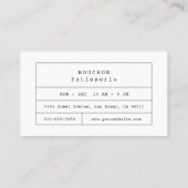 Patisserie Café Pink Business Card Visitenkarte (Rückseite)