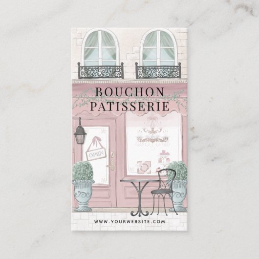 Patisserie Café Pink Business Card Visitenkarte (Vorderseite)
