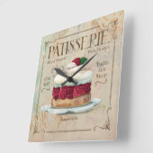 Patisserie Clock, "Frambosier" Quadratische Wanduhr (Winkel)