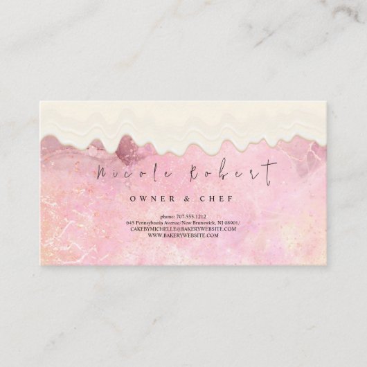 Patisserie Creme Koch rosa Marmor Visitenkarte (Vorderseite)
