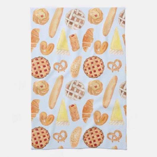 Patisserie Französisches Bäckerei Konditorei Brot Geschirrtuch (Vertikal)