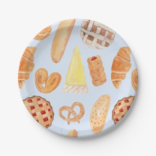 Patisserie Französisches Bäckerei Konditorei Brot Pappteller (Vorderseite)