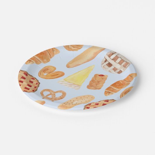 Patisserie Französisches Bäckerei Konditorei Brot Pappteller (Schrägansicht)