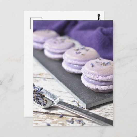 Patisserie Lavender Macaron Cookies Postkarte (Vorne/Hinten)