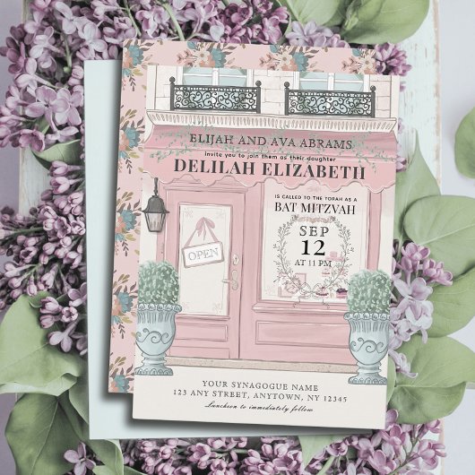 Patisserie Paris Pink Bat Mitzvah Einladung