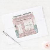 Patisserie Paris Pink Bat Mitzvah Quadratischer Aufkleber (Umschlag)
