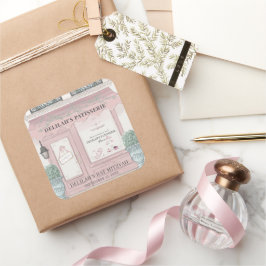 Patisserie Paris Pink Bat Mitzvah Quadratischer Aufkleber