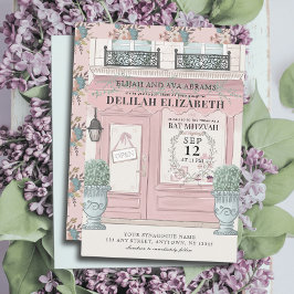 Patisserie Paris QR Pink Bat Mitzvah Einladung