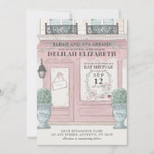 Patisserie Paris QR Pink Bat Mitzvah Einladung (Vorderseite)